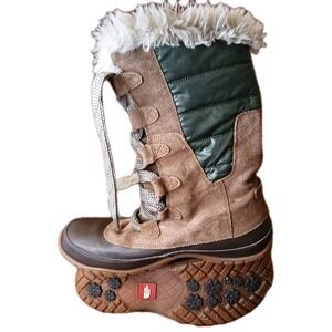 Women's Brown and Green Winter Boots